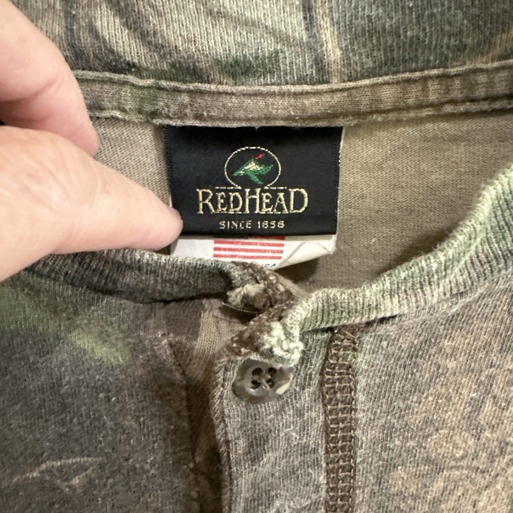 Vintage Redhead Realtree Hardwoods Camo Shirt Mens 2XL Long Sleeve Henley - Picture 2 of 10